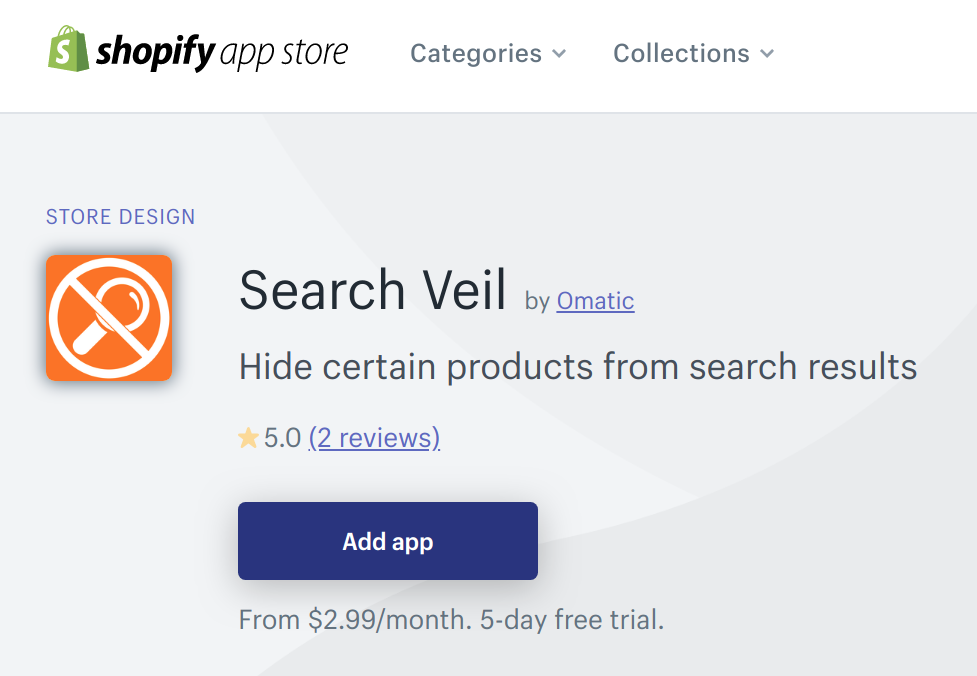 Image of Search Veil in the Shopify App Store