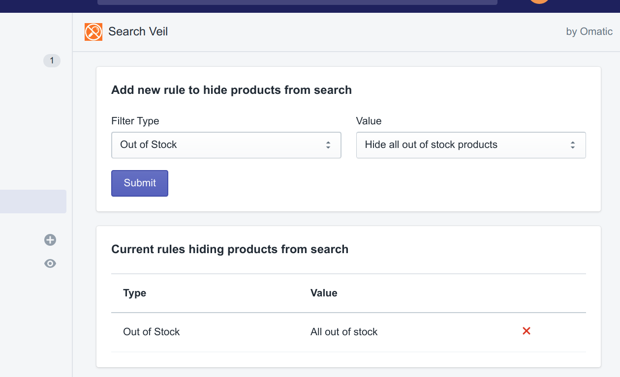 Image of Search Veil’s out of stock option