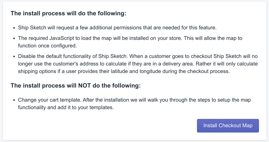Install checkout map