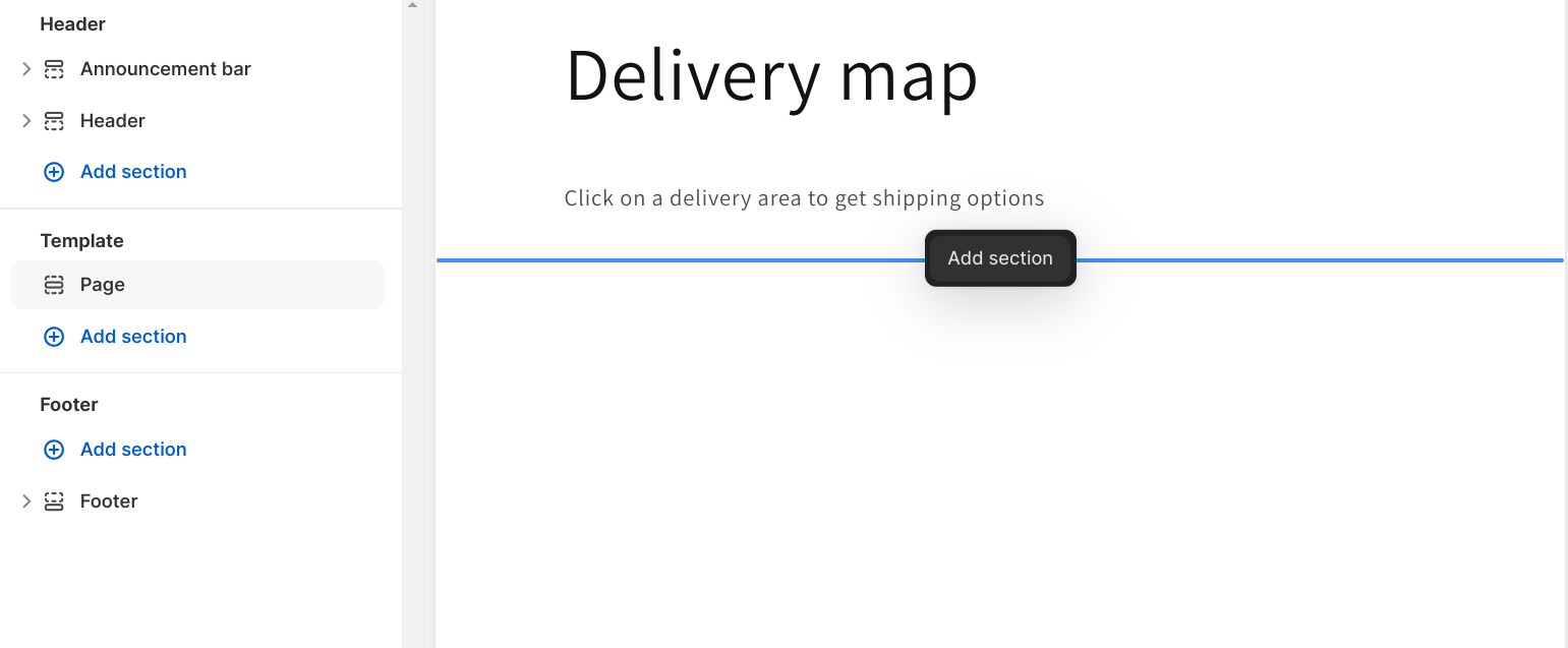 Add section for the delivery map block