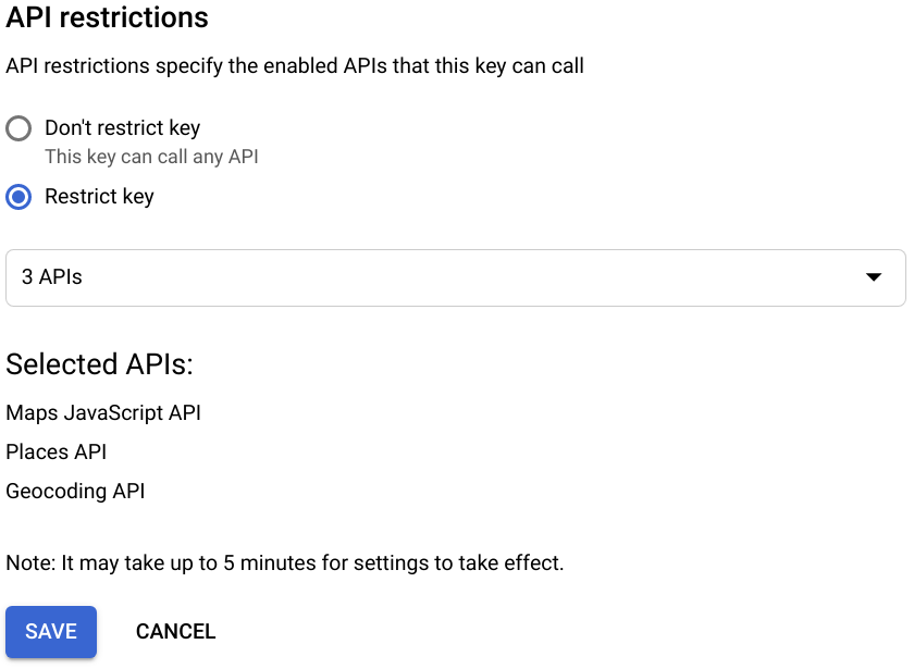 API restrictions