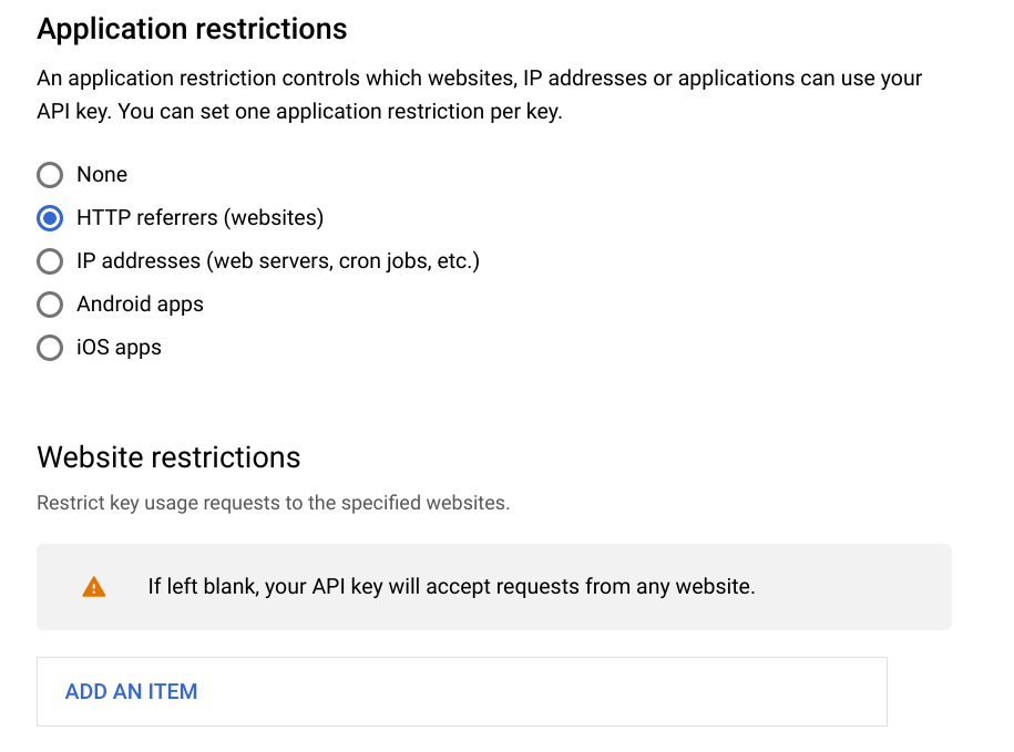 Restrict API key to website